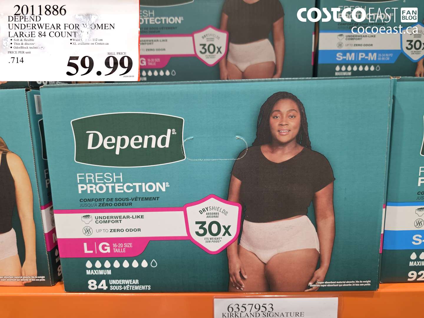 2011886 DEPEND UNDERWEAR FOR WOMEN LARGE 84 COUNT $59.99