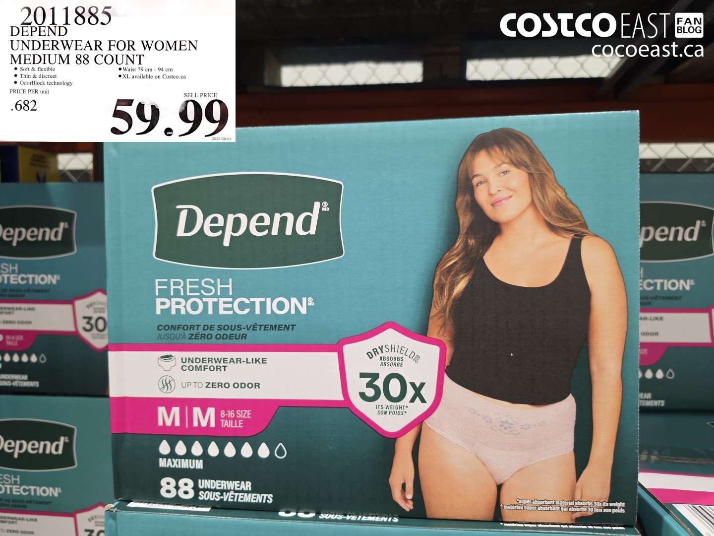 2011885 DEPEND UNDERWEAR FOR WOMEN MEDIUM 88 COUNT $59.99