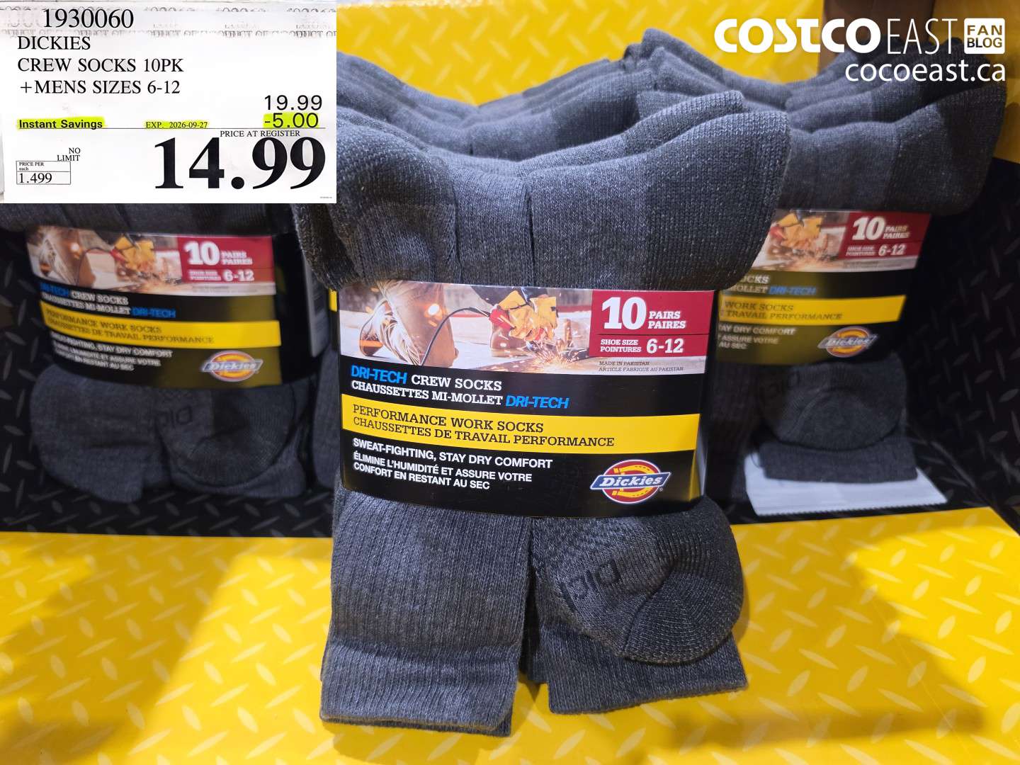 1930060 DICKIES CREW SOCKS 10PK MENS SIZES 6-12 ($5.00 INSTANT SAVINGS EXPIRES ON 2026-09-27) $14.99