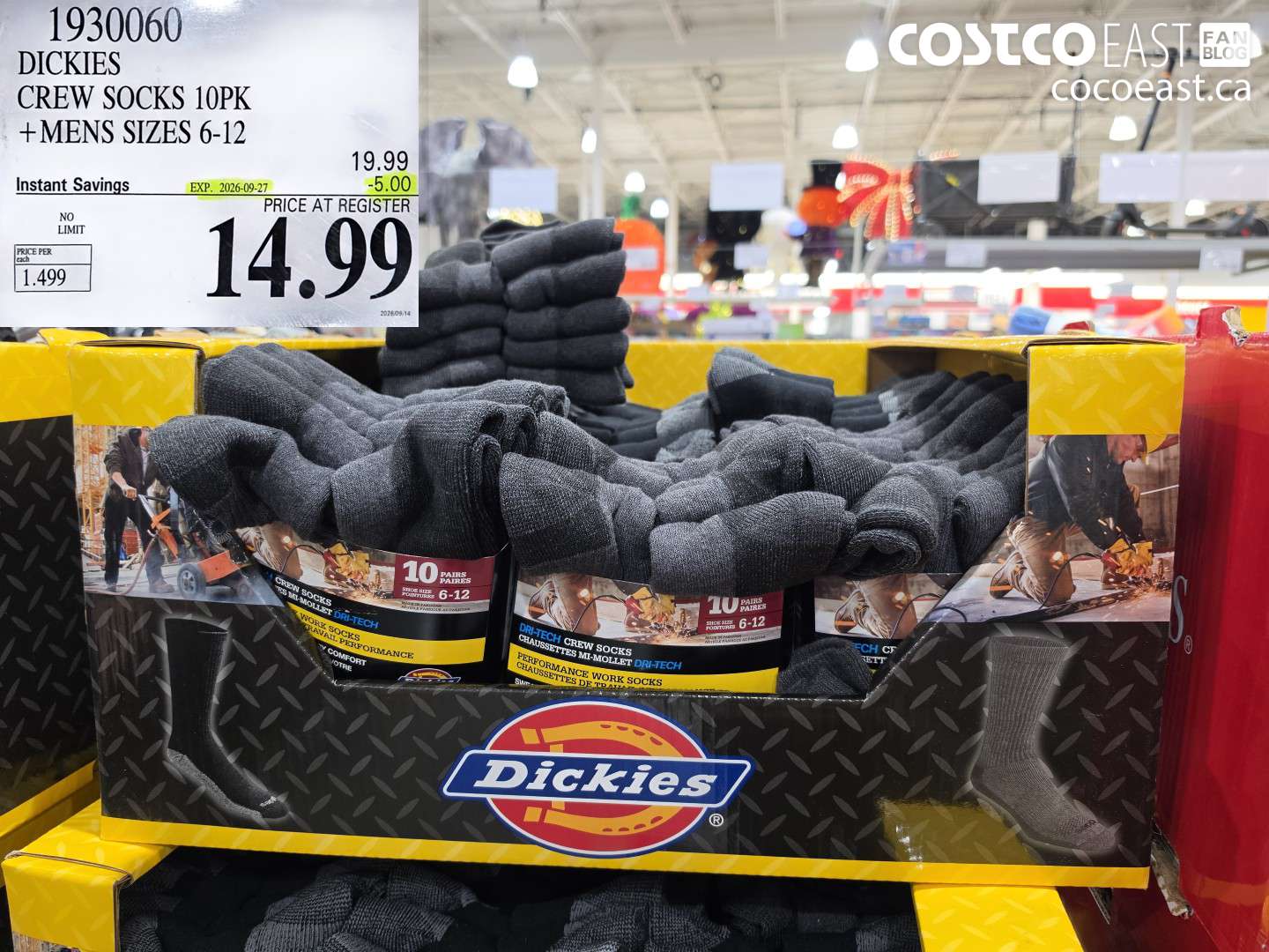 1930060 DICKIES CREW SOCKS 10PK + MENS SIZES 6-12 ($5.00 INSTANT SAVINGS EXPIRES ON 2026-09-27) $14.99