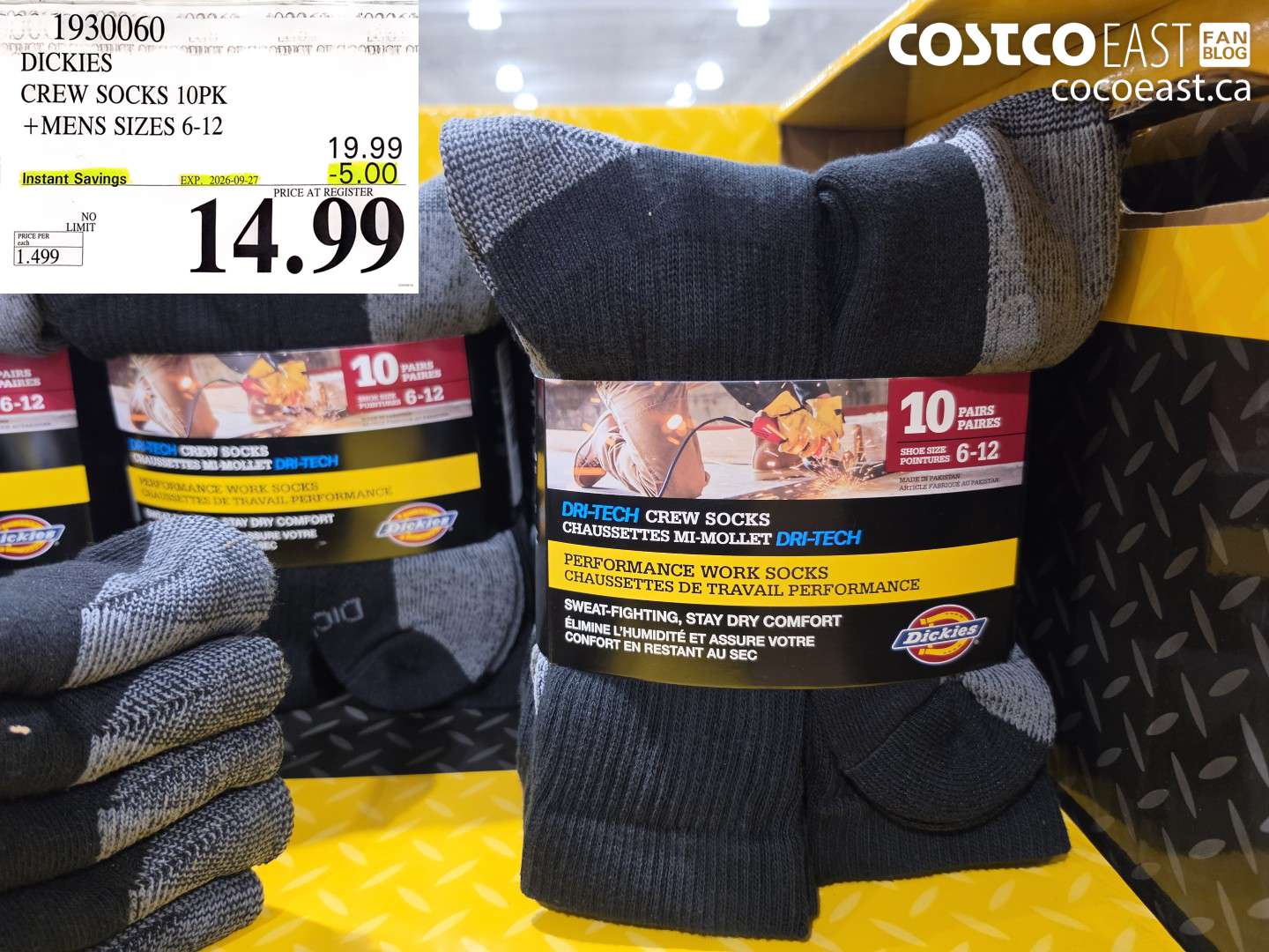 1930060 DICKIES CREW SOCKS 10PK + MENS SIZES 6-12 ($5.00 INSTANT SAVINGS EXPIRES ON 2026-09-27) $14.99