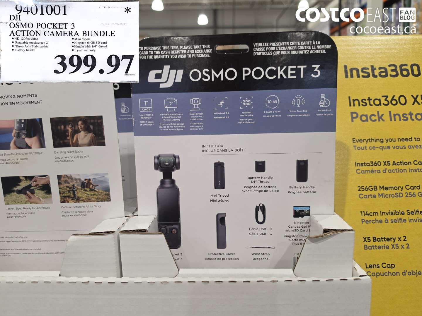 9401001 DJI OSMO POCKET 3 ACTION CAMERA BUNDLE $399.97