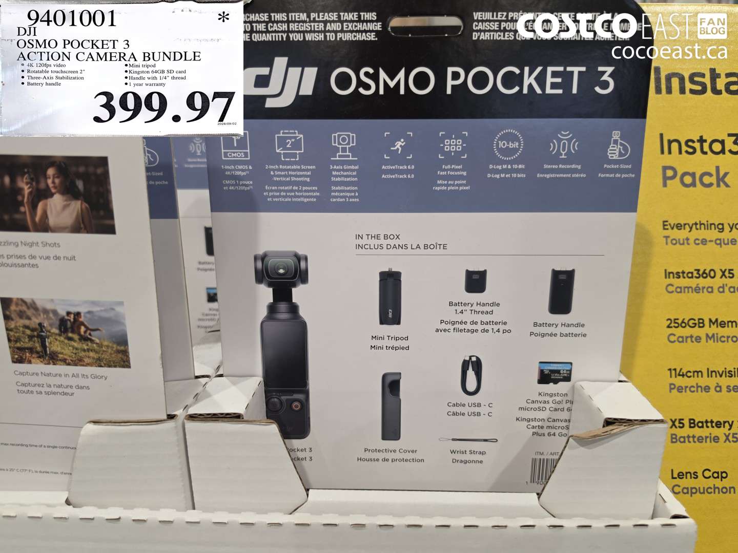 9401001 DJI OSMO POCKET 3 ACTION CAMERA BUNDLE $399.97