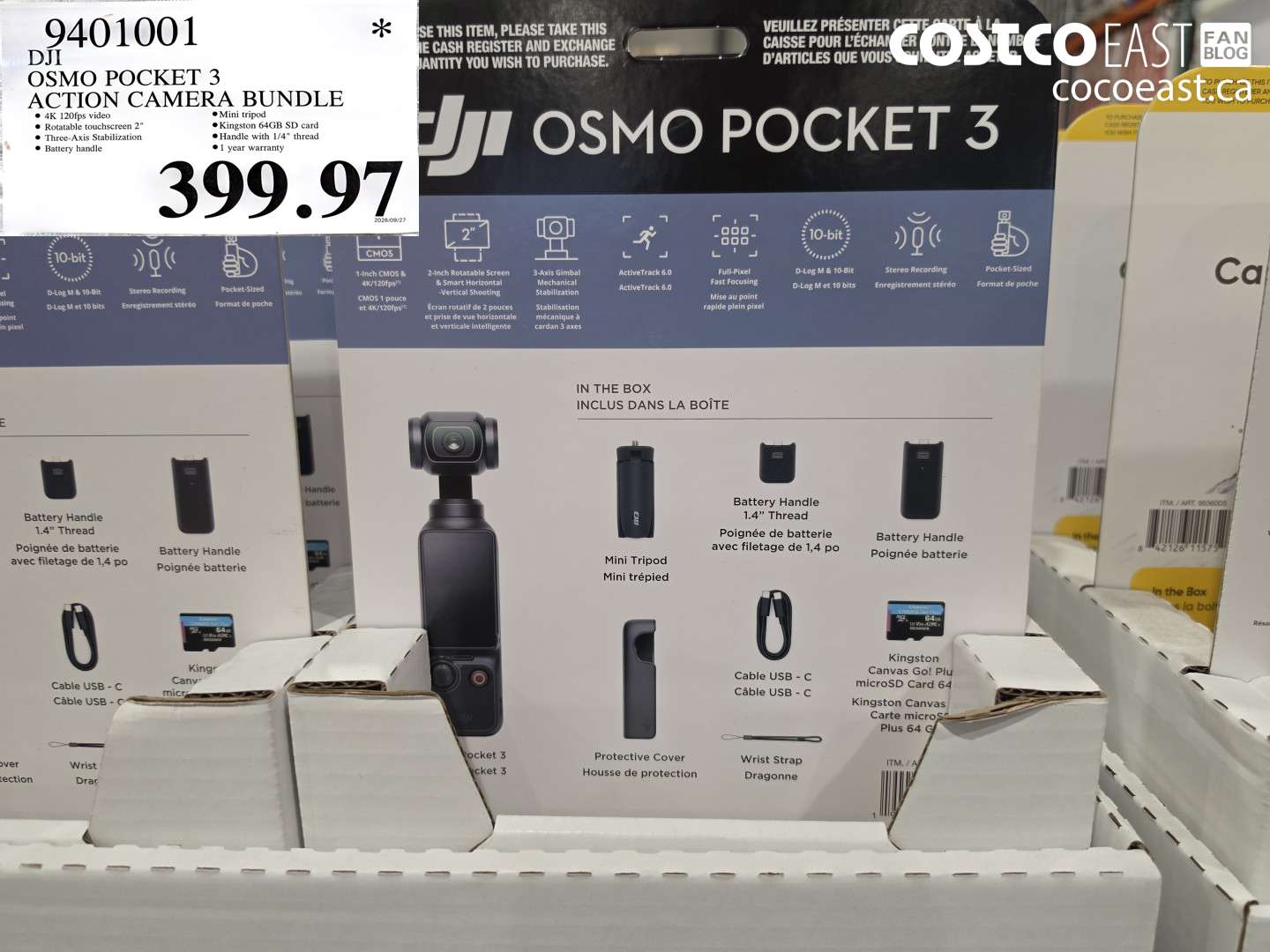 9401001 DJI OSMO POCKET 3 ACTION CAMERA BUNDLE $399.97