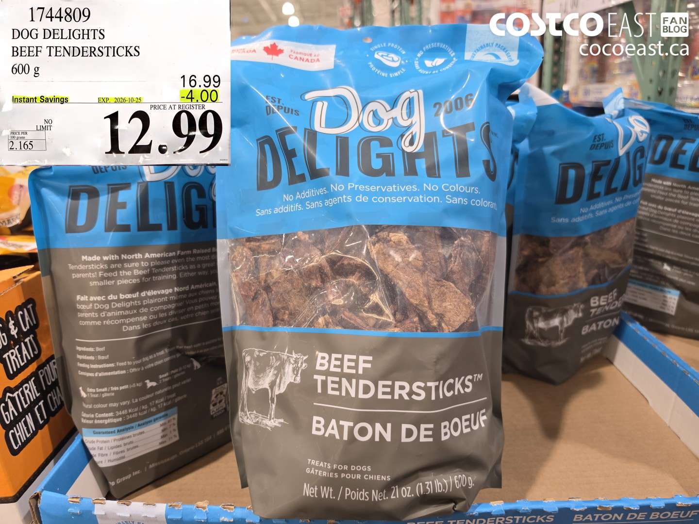 1744809 DOG DELIGHTS BEEF TENDERSTICKS 600 G ($4.00 INSTANT SAVINGS EXPIRES ON 2026-10-25) $12.99