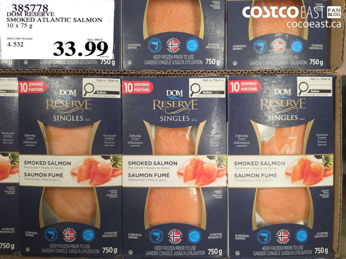 385778 DOM RESERVE SMOKED ATLANTIC SALMON 10 X 75 G $33.99