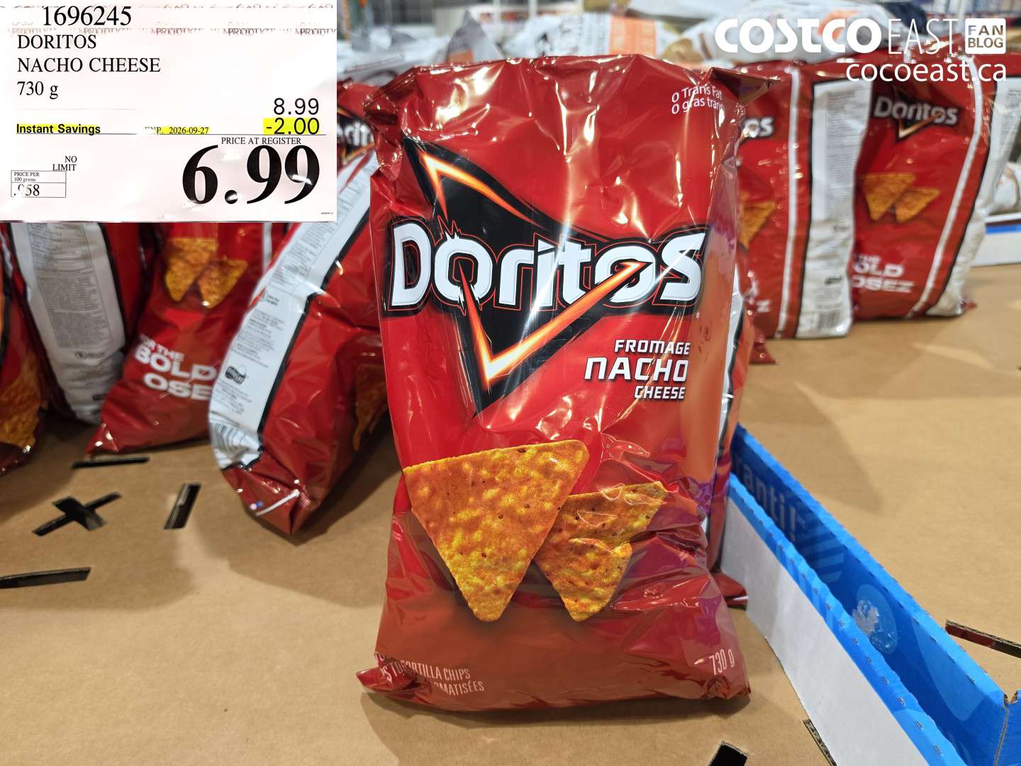 1696245 DORITOS NACHO CHEESE 730 G ($2.00 INSTANT SAVINGS EXPIRES ON 2026-09-27) $6.99