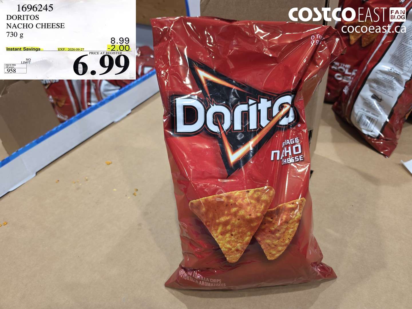 1696245 DORITOS NACHO CHEESE 730 G ($2.00 INSTANT SAVINGS EXPIRES ON 2026-09-27) $6.99