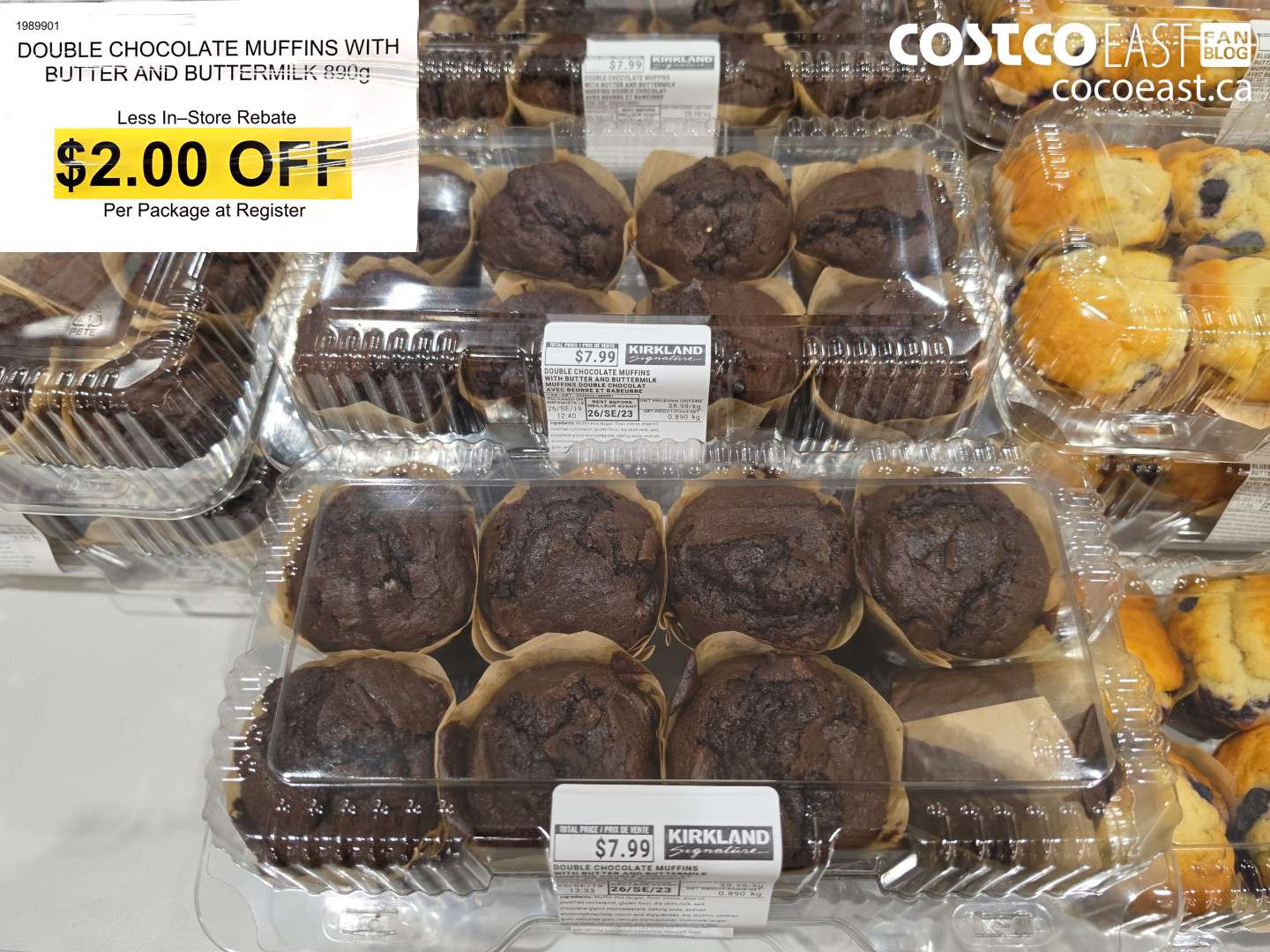 1989901 DOUBLE CHOCOLATE MUFFINS WITH BUTTER AND BUTTERMILK 890G ($2.00 INSTANT SAVINGS)