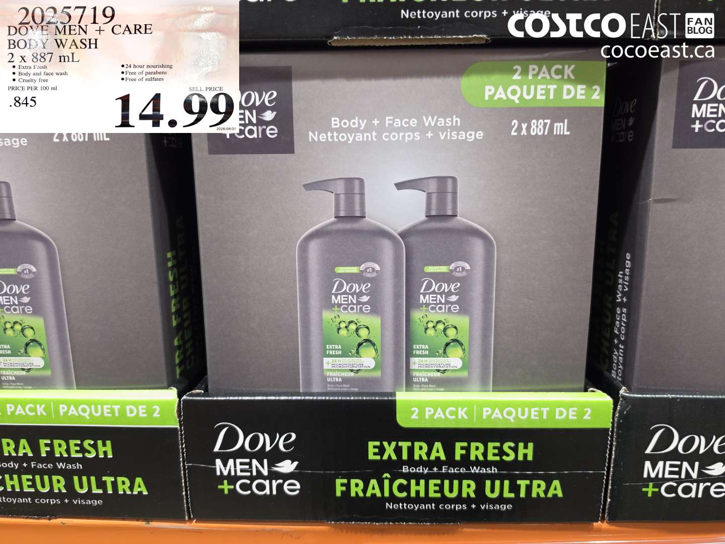 2025719 DOVE MEN + CARE BODY WASH 2 X 887 ML $14.99