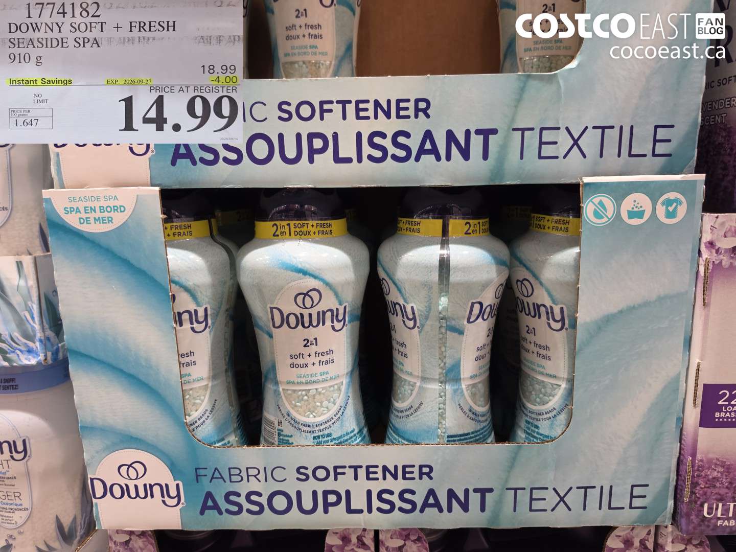 1774182 DOWNY SOFT + FRESH SEASIDE SPA 910 G ($4.00 INSTANT SAVINGS EXPIRES ON 2026-09-27) $14.99