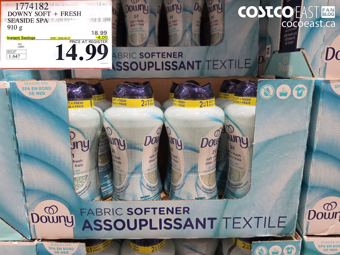 1774182 DOWNY SOFT + FRESH SEASIDE SPA 910 G ($4.00 INSTANT SAVINGS EXPIRES ON 2026-09-27) $14.99