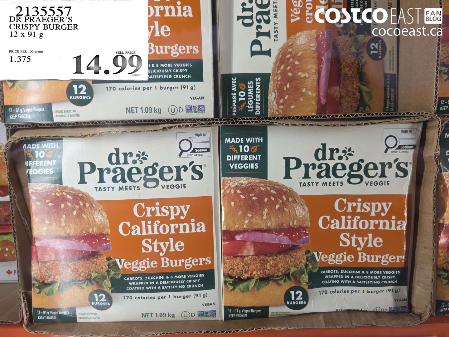 2135557 DR PRAEGER'S CRISPY BURGER 12 X 91 G $14.99