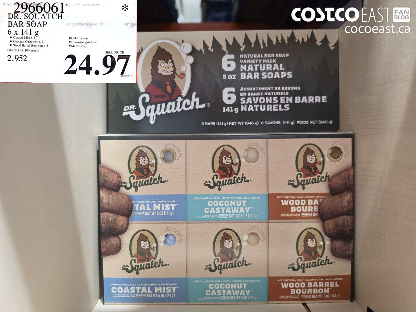 2966061 DR. SQUATCH BAR SOAP 6 X 141 G $24.97