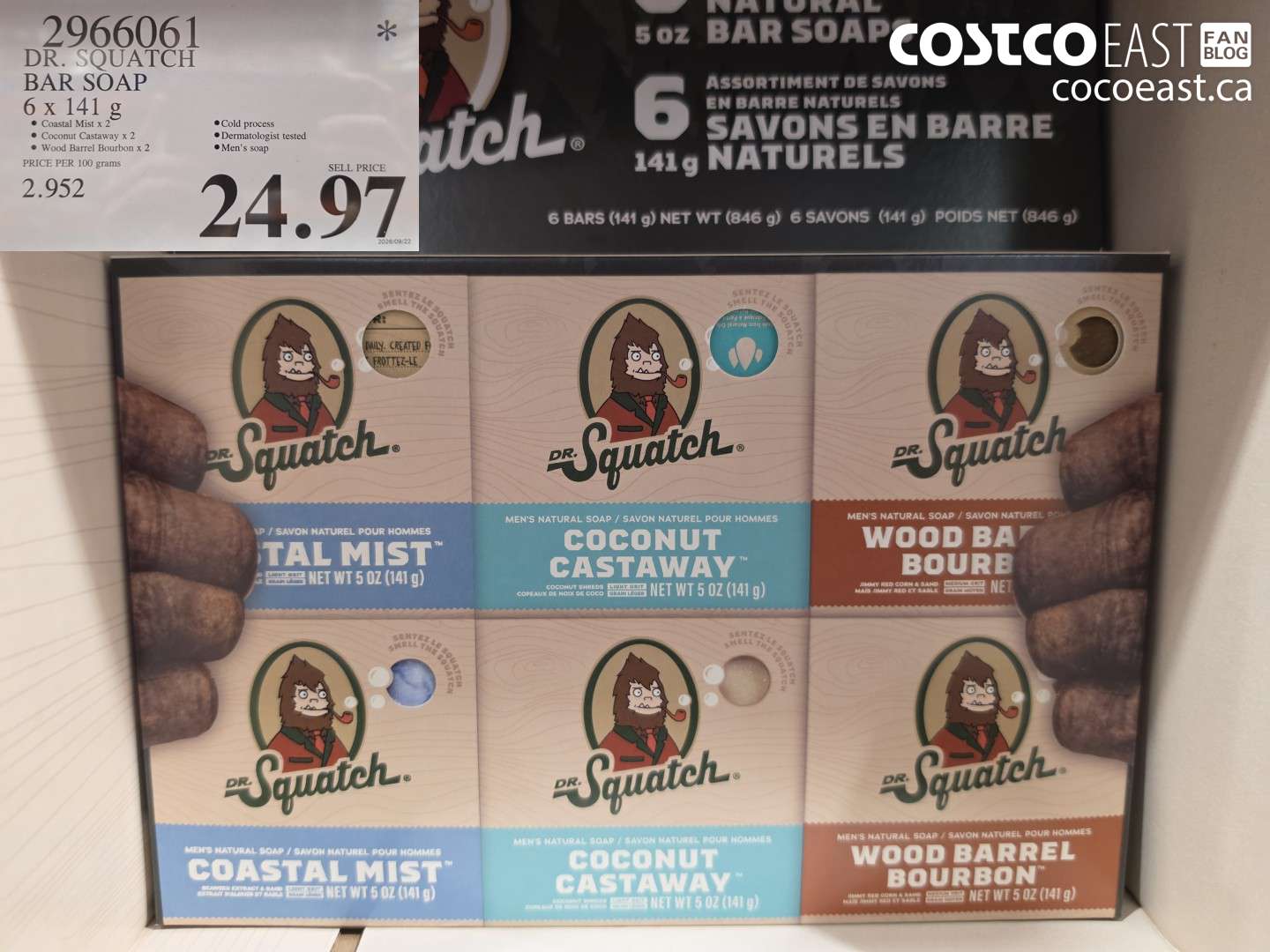 2966061 DR. SQUATCH BAR SOAP 6 X 141 G $24.97