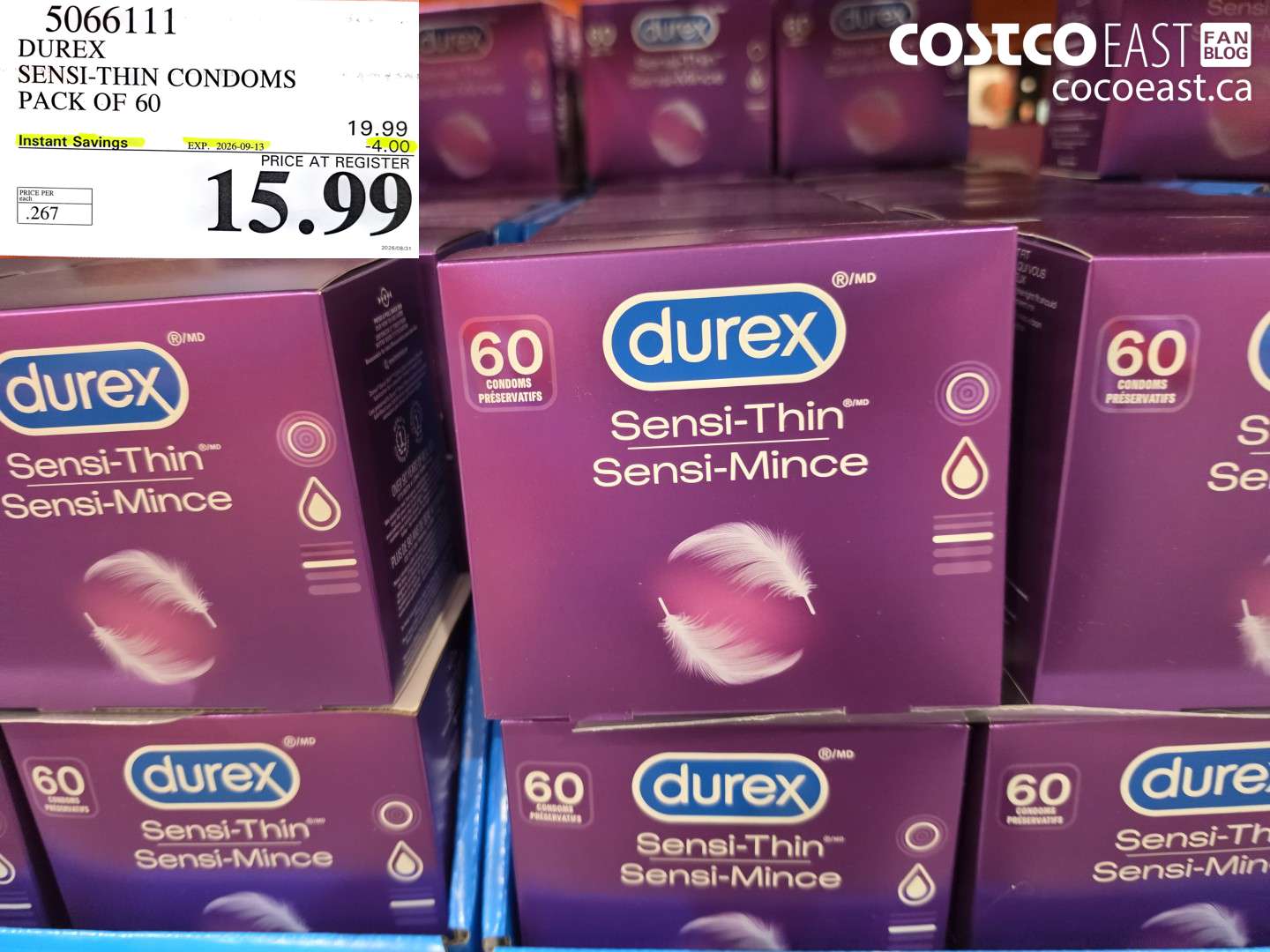 5066111 DUREX SENSI-THIN CONDOMS PACK OF 60 ($4.00 INSTANT SAVINGS EXPIRES ON 2026-09-13) $15.99