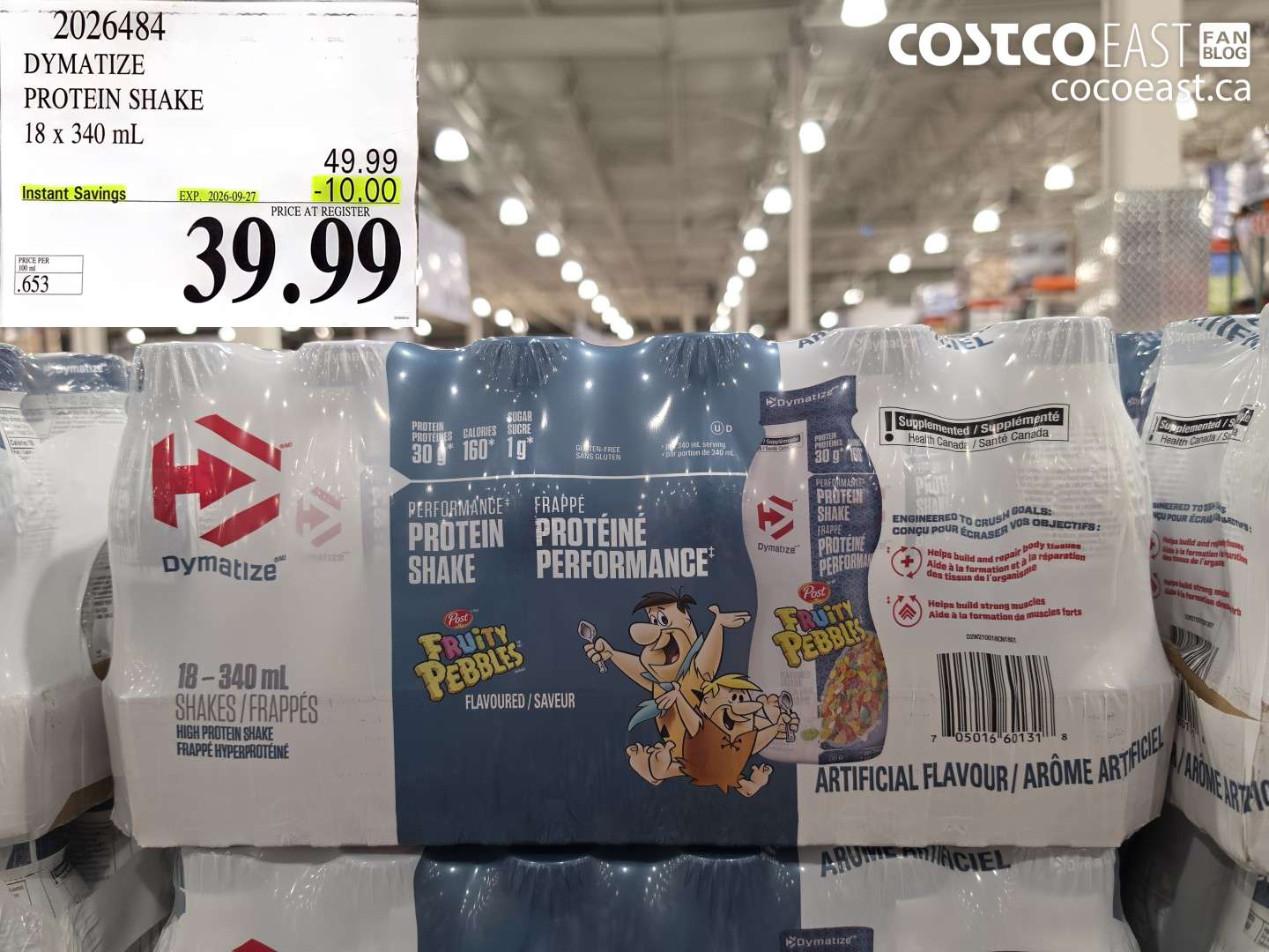 2026484 DYMATIZE PROTEIN SHAKE 18 X 340 ML ($10.00 INSTANT SAVINGS EXPIRES ON 2026-09-27) $39.99