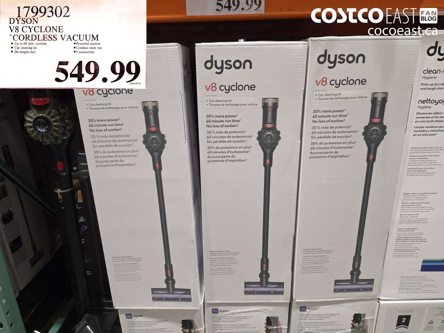 1799302 DYSON V8 CYCLONE CORDLESS VACUUM $549.99