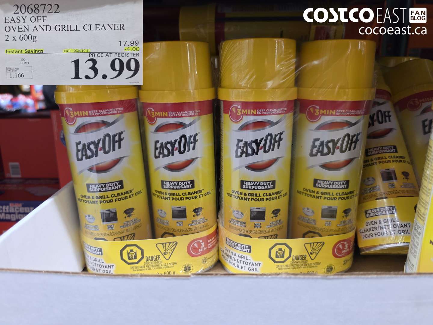 2068722 EASY OFF OVEN AND GRILL CLEANER 2 X 600G ($4.00 INSTANT SAVINGS EXPIRES ON 2026-10-11) $13.99