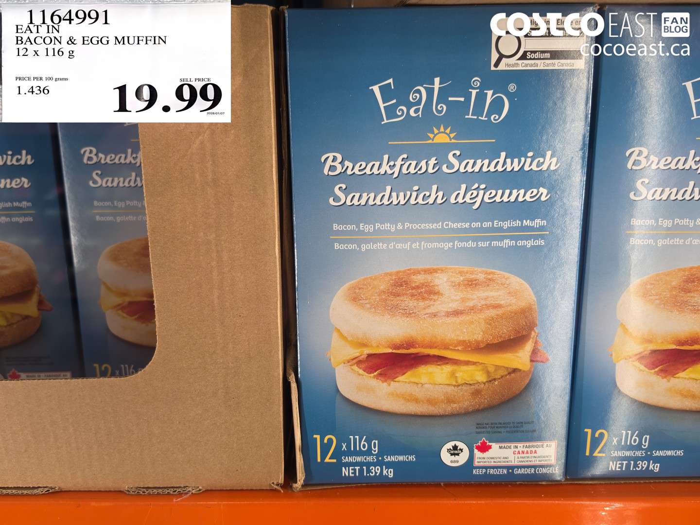 1164991 EAT IN BACON & EGG MUFFIN 12 X 116 G $19.99