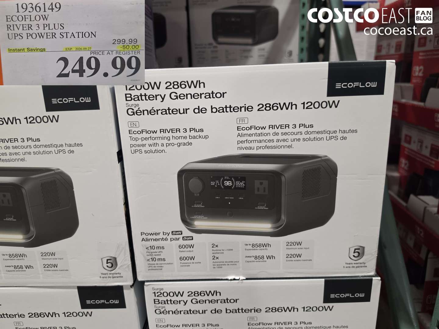 1936149 ECOFLOW RIVER 3 PLUS UPS POWER STATION ($50.00 INSTANT SAVINGS EXPIRES ON 2026-09-27) $249.99