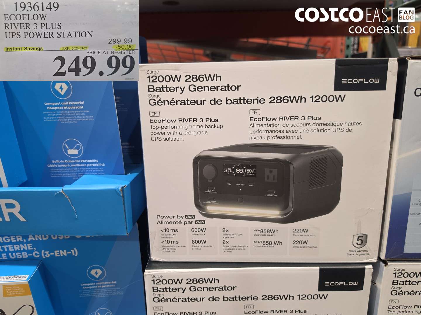1936149 ECOFLOW RIVER 3 PLUS UPS POWER STATION ($50.00 INSTANT SAVINGS EXPIRES ON 2026-09-27) $249.99