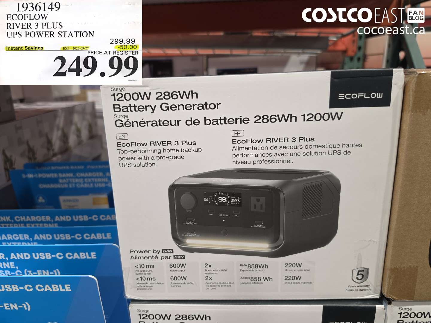 1936149 ECOFLOW RIVER 3 PLUS UPS POWER STATION ($50.00 INSTANT SAVINGS EXPIRES ON 2026-09-27) $249.99