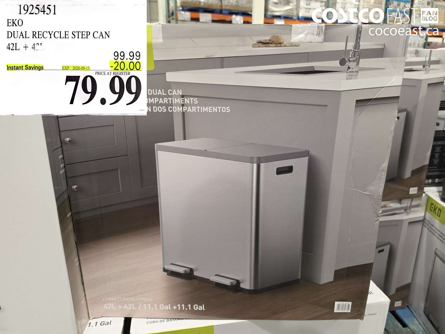 1925451 EKO DUAL RECYCLE STEP CAN 42L + 42L ($20.00 INSTANT SAVINGS EXPIRES ON 2026-09-13) $79.99