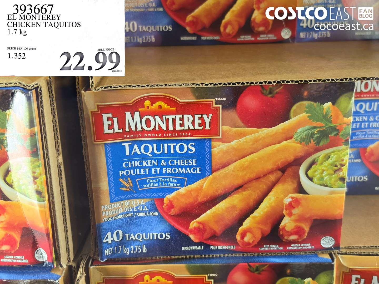 393667 EL MONTEREY CHICKEN TAQUITOS 1.7 KG $22.99