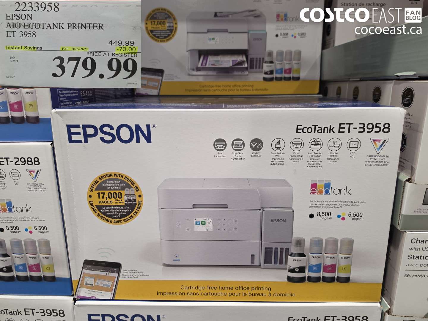 2233958 EPSON AIO ECOTANK PRINTER ET-3958 ($70.00 INSTANT SAVINGS EXPIRES ON 2026-09-27) $379.99