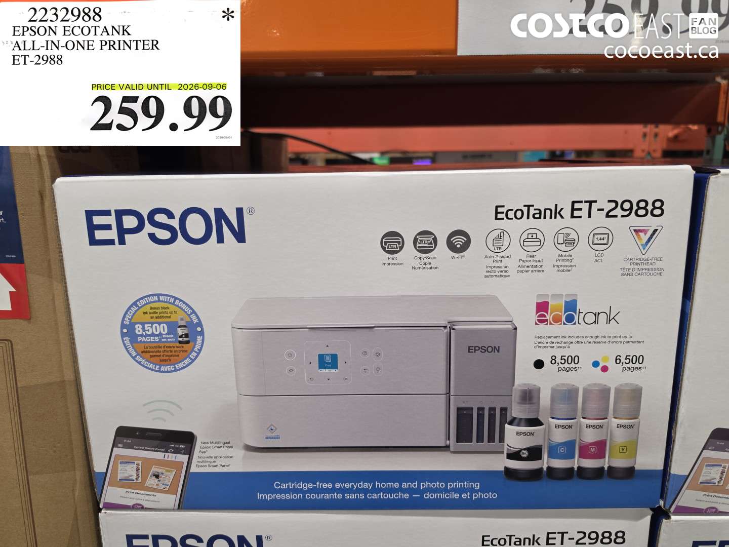 2232988 EPSON ECOTANK ALL-IN-ONE PRINTER ET-2988 $259.99