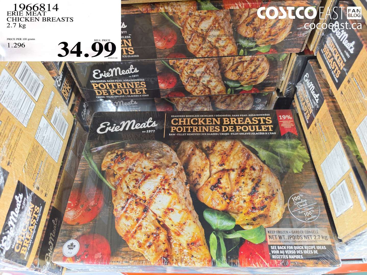 1966814 ERIE MEAT CHICKEN BREASTS 2.7 KG $34.99