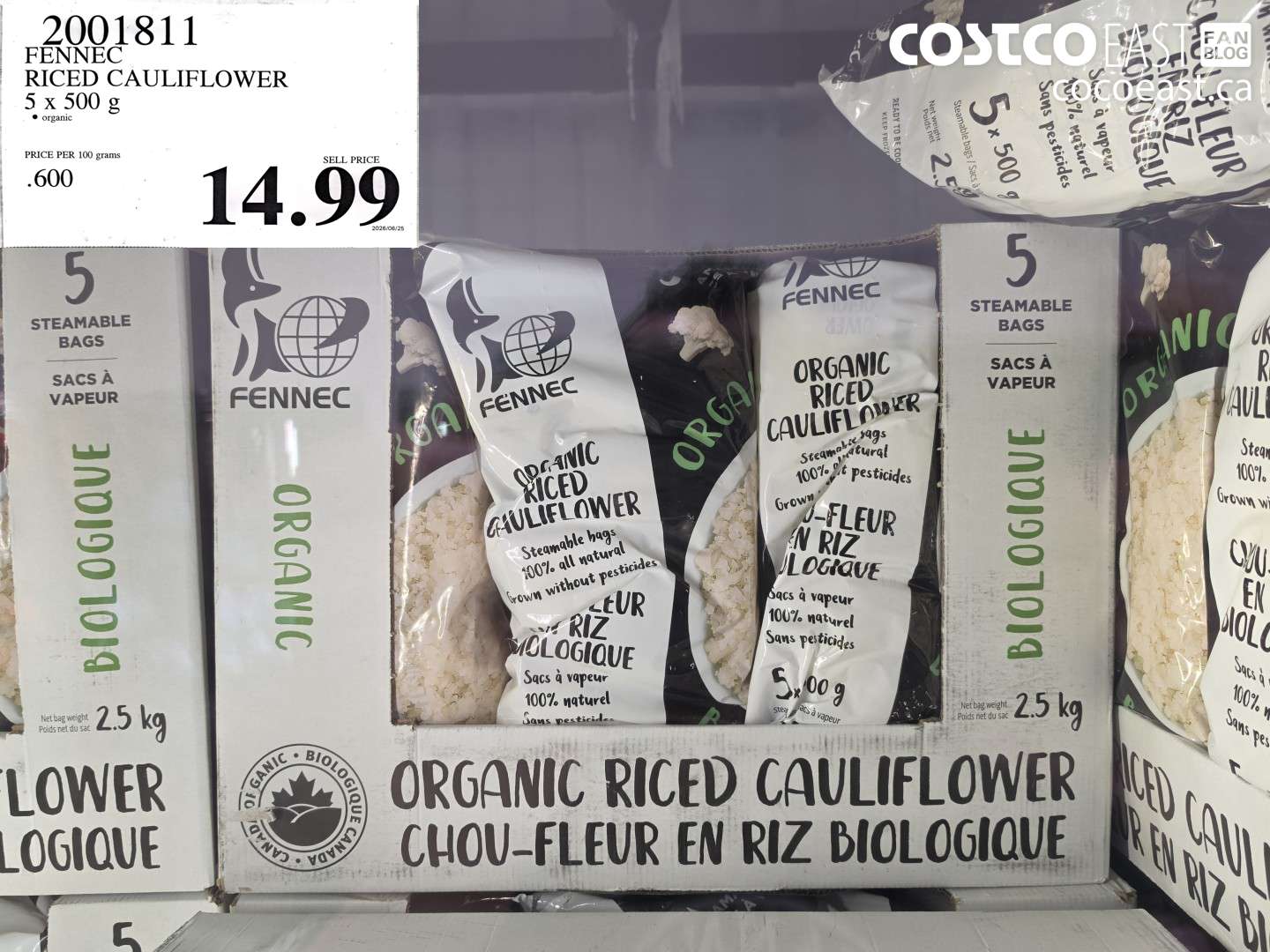 2001811 FENNEC RICED CAULIFLOWER 5 X 500 G $14.99