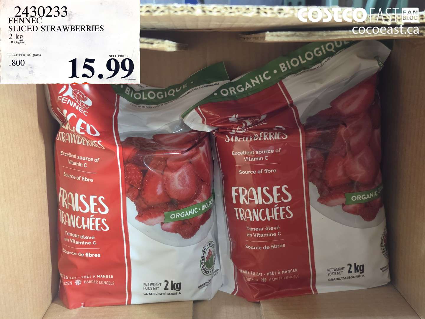 2430233 FENNEC SLICED STRAWBERRIES 2 KG $15.99