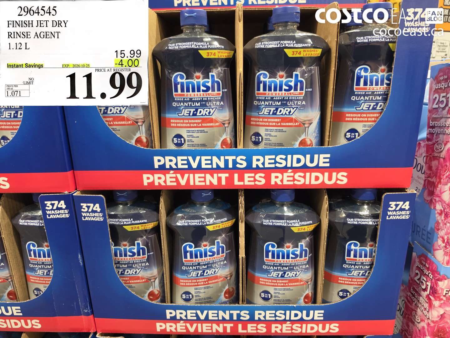 2964545 FINISH JET DRY RINSE AGENT 1.12 L ($4.00 INSTANT SAVINGS EXPIRES ON 2026-10-25) $11.99