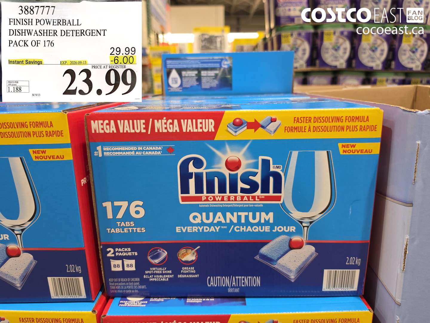 3887777 FINISH POWERBALL DISHWASHER DETERGENT PACK OF 176 ($6.00 INSTANT SAVINGS EXPIRES ON 2026-09-13) $23.99