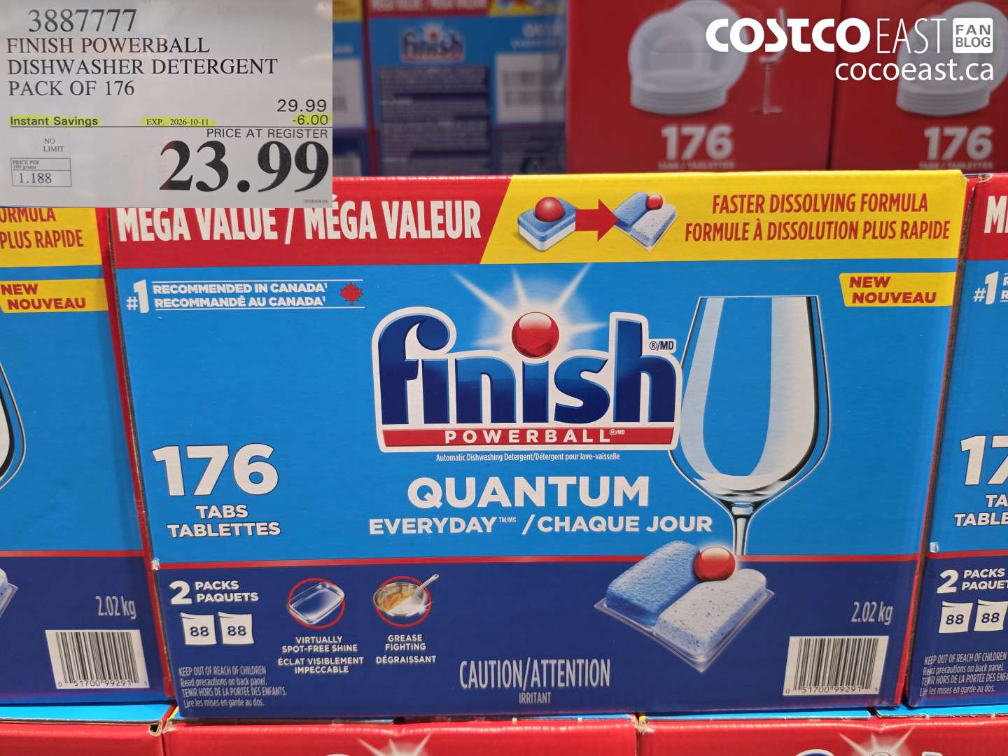 3887777 FINISH POWERBALL DISHWASHER DETERGENT PACK OF 176 ($6.00 INSTANT SAVINGS EXPIRES ON 2026-10-11) $23.99