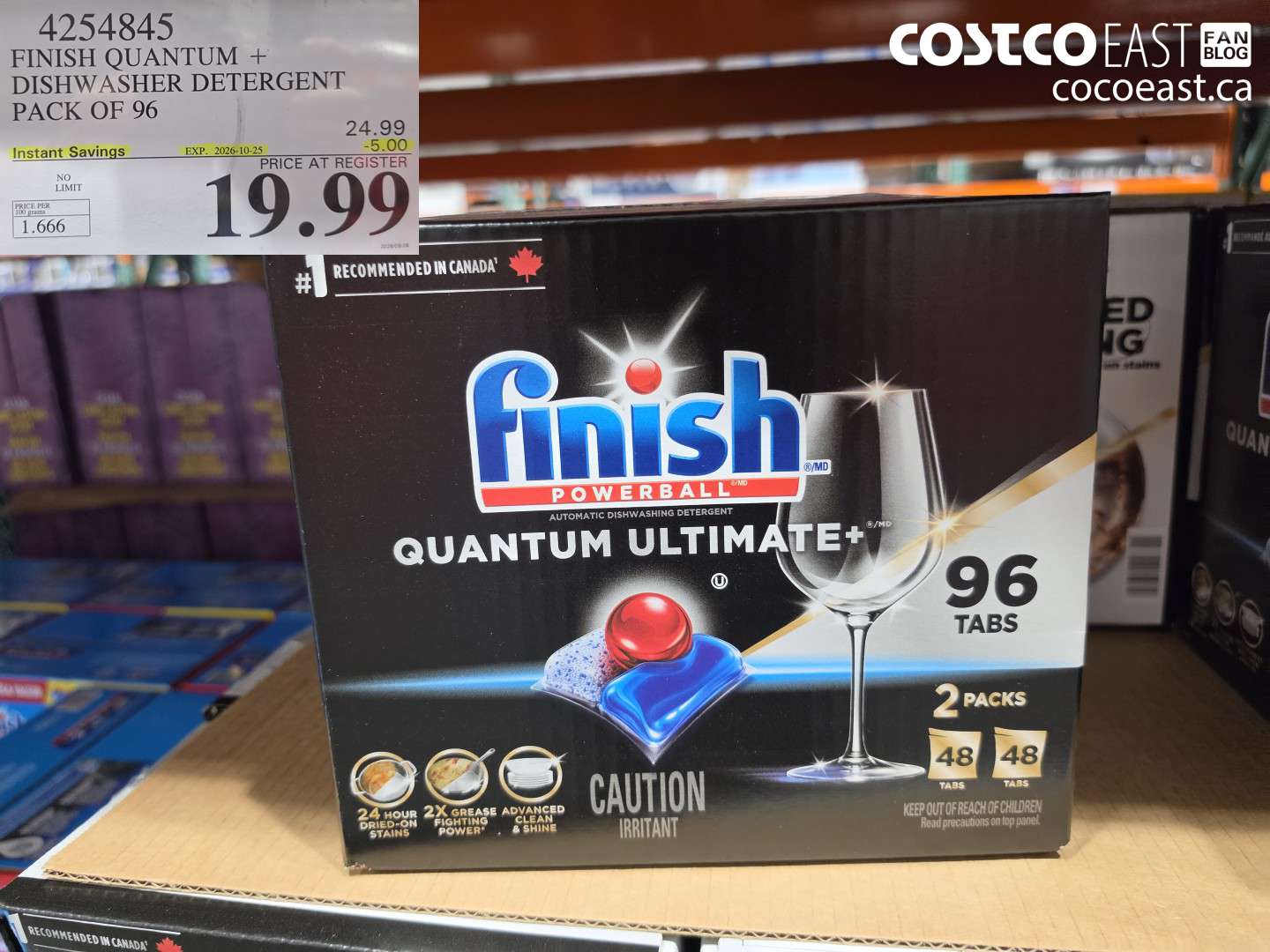 4254845 FINISH QUANTUM + DISHWASHER DETERGENT PACK OF 96 ($5.00 INSTANT SAVINGS EXPIRES ON 2026-10-25) $19.99