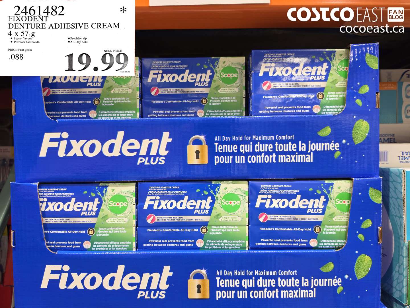 2461482 FIXODENT DENTURE ADHESIVE CREAM 4 X 57 G $19.99