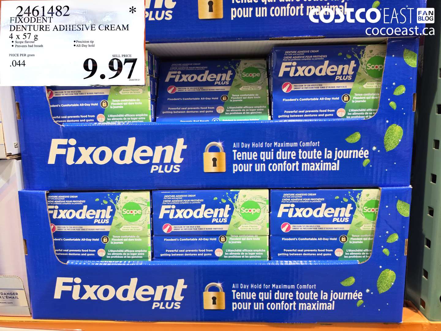 2461482 FIXODENT DENTURE ADHESIVE CREAM 4 X 57 G $9.97