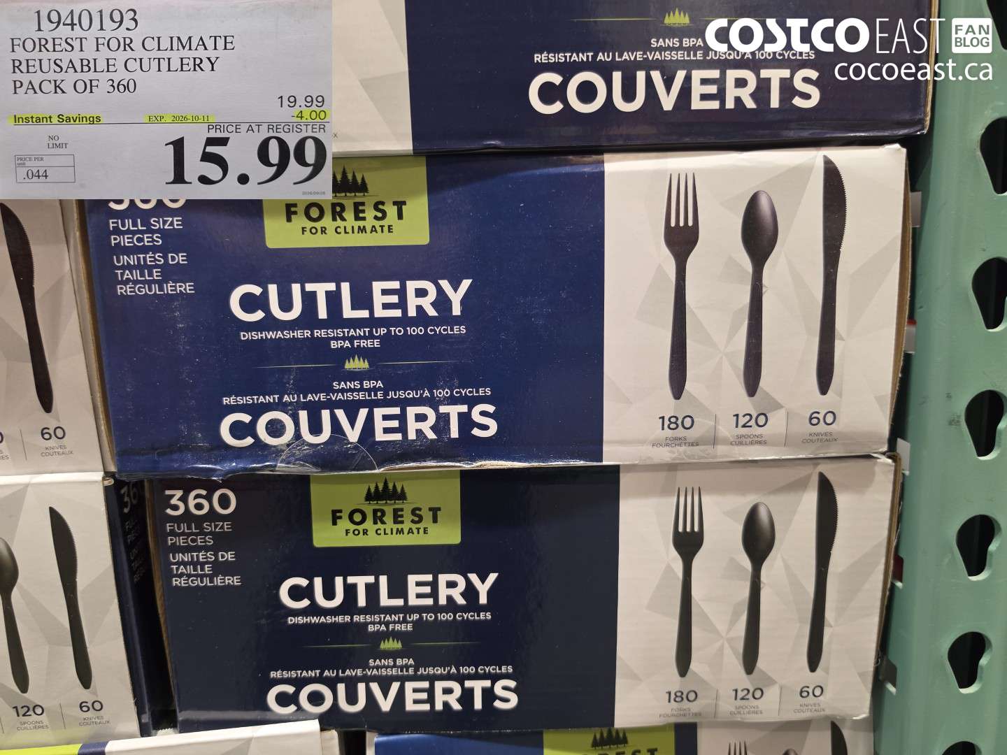 1940193 FOREST FOR CLIMATE REUSABLE CUTLERY PACK OF 360 ($4.00 INSTANT SAVINGS EXPIRES ON 2026-10-11) $15.99