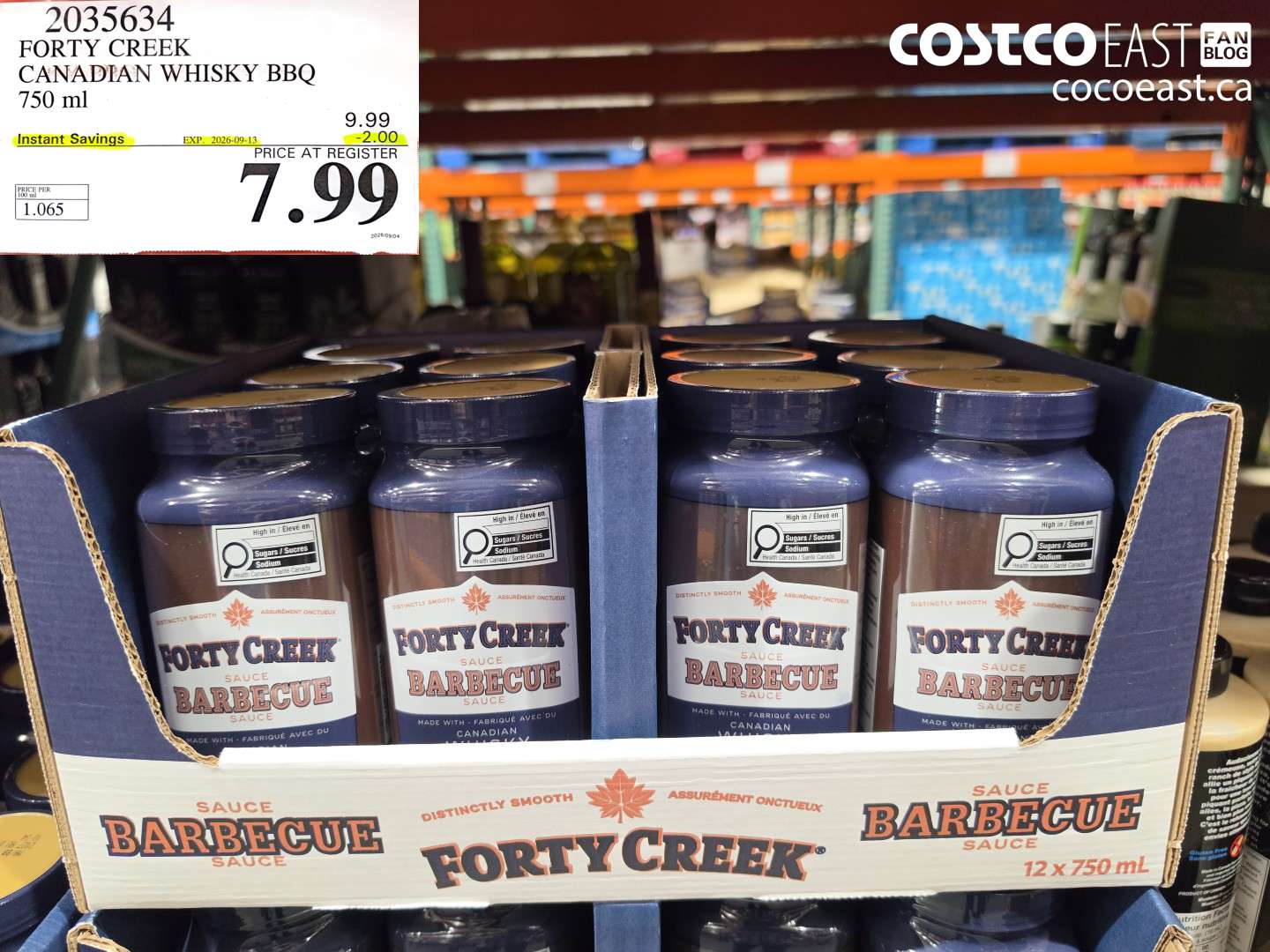 2035634 FORTY CREEK CANADIAN WHISKY BBQ 750 ML ($2.00 INSTANT SAVINGS EXPIRES ON 2026-09-13) $7.99