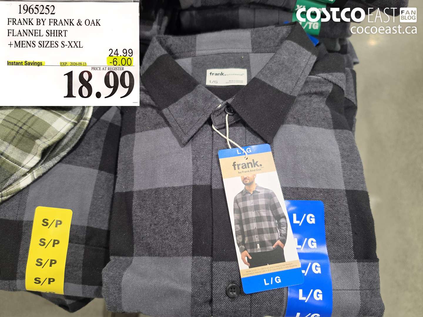 1965252 FRANK BY FRANK & OAK FLANNEL SHIRT MENS SIZES S-XXL ($6.00 INSTANT SAVINGS EXPIRES ON 2026-09-13) $18.99