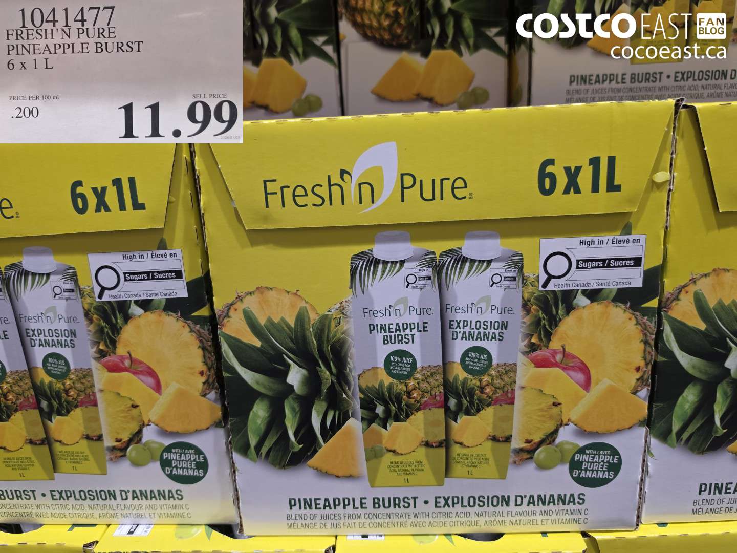 1041477 FRESH'N PURE PINEAPPLE BURST 6 X 1 L $11.99