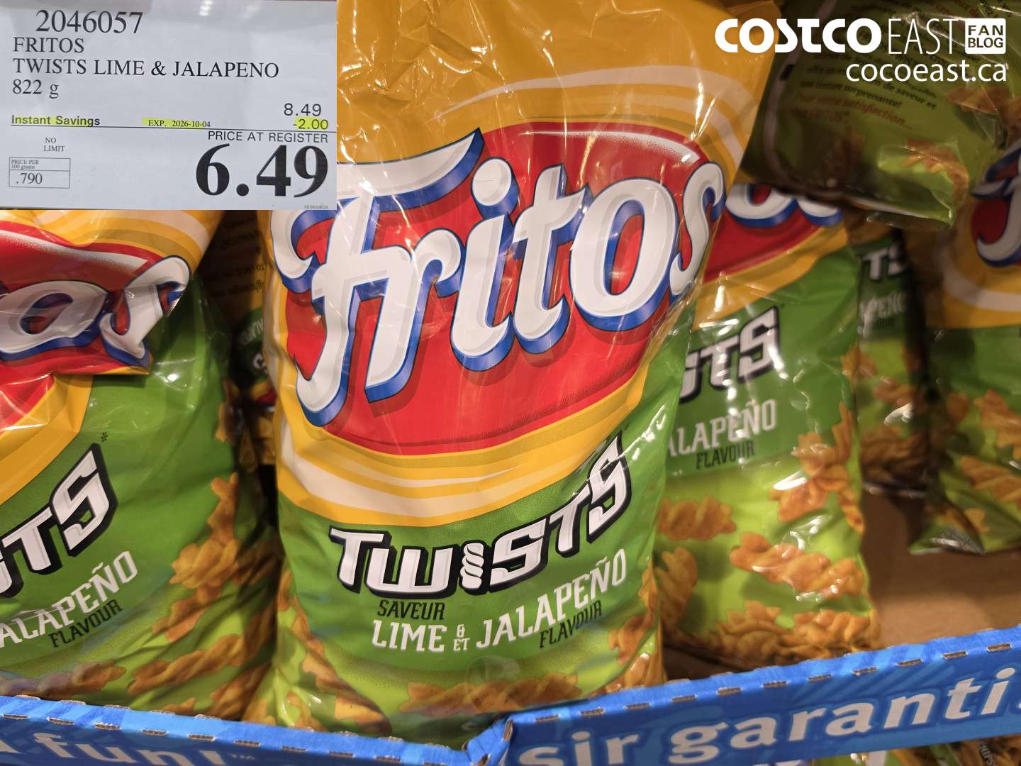 2046057 FRITOS TWISTS LIME & JALAPENO 822 G ($2.00 INSTANT SAVINGS EXPIRES ON 2026-10-04) $6.49