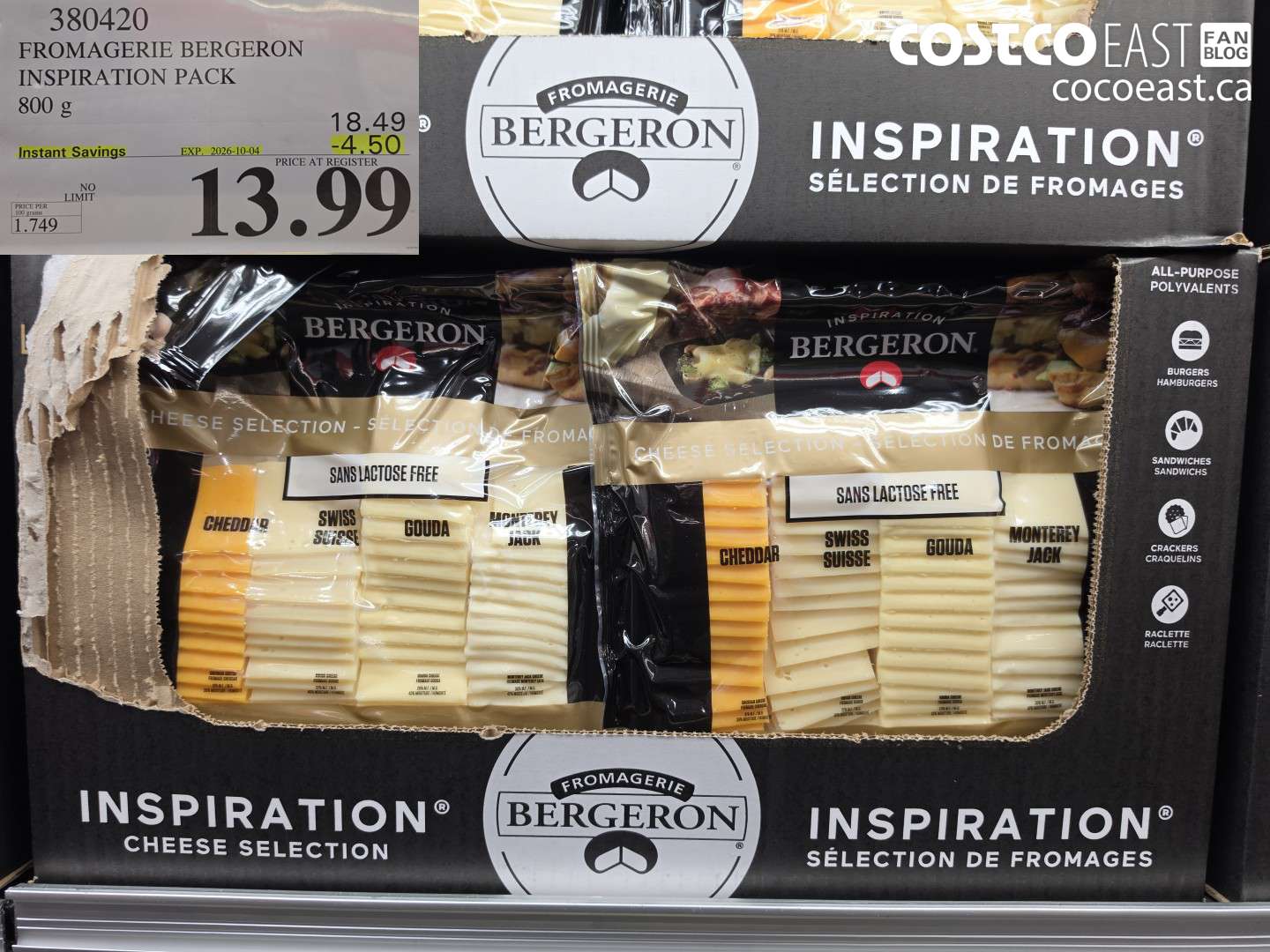 380420 FROMAGERIE BERGERON INSPIRATION PACK 800 G ($4.50 INSTANT SAVINGS EXPIRES ON 2026-10-04) $13.99