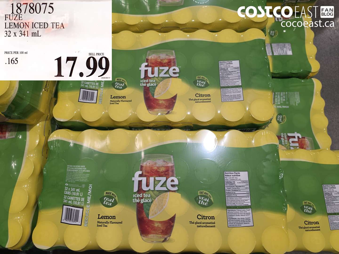1878075 FUZE LEMON ICED TEA 32 X 341 ML $17.99