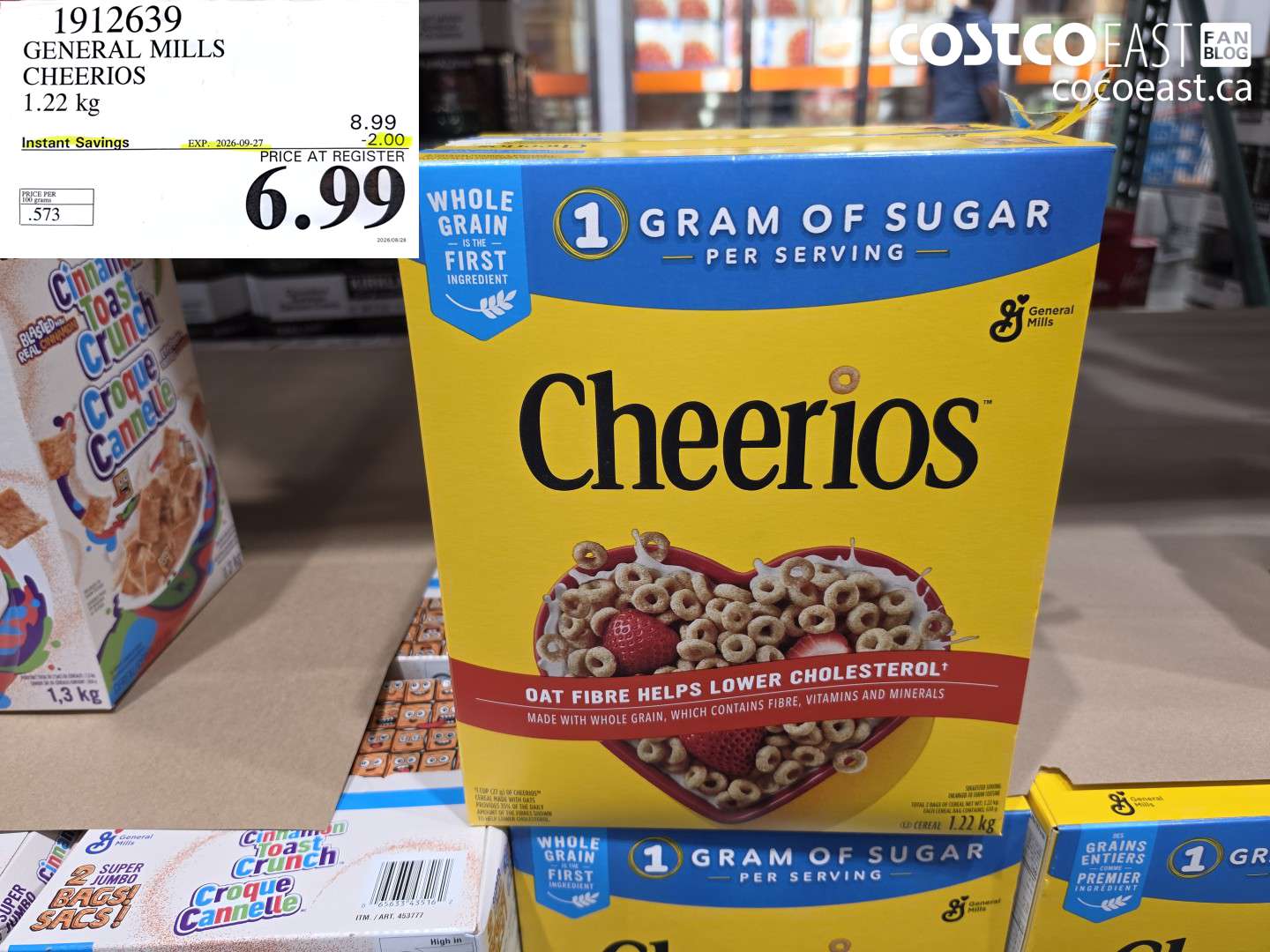 1912639 GENERAL MILLS CHEERIOS 1.22 KG ($2.00 INSTANT SAVINGS EXPIRES ON 2026-09-27) $6.99