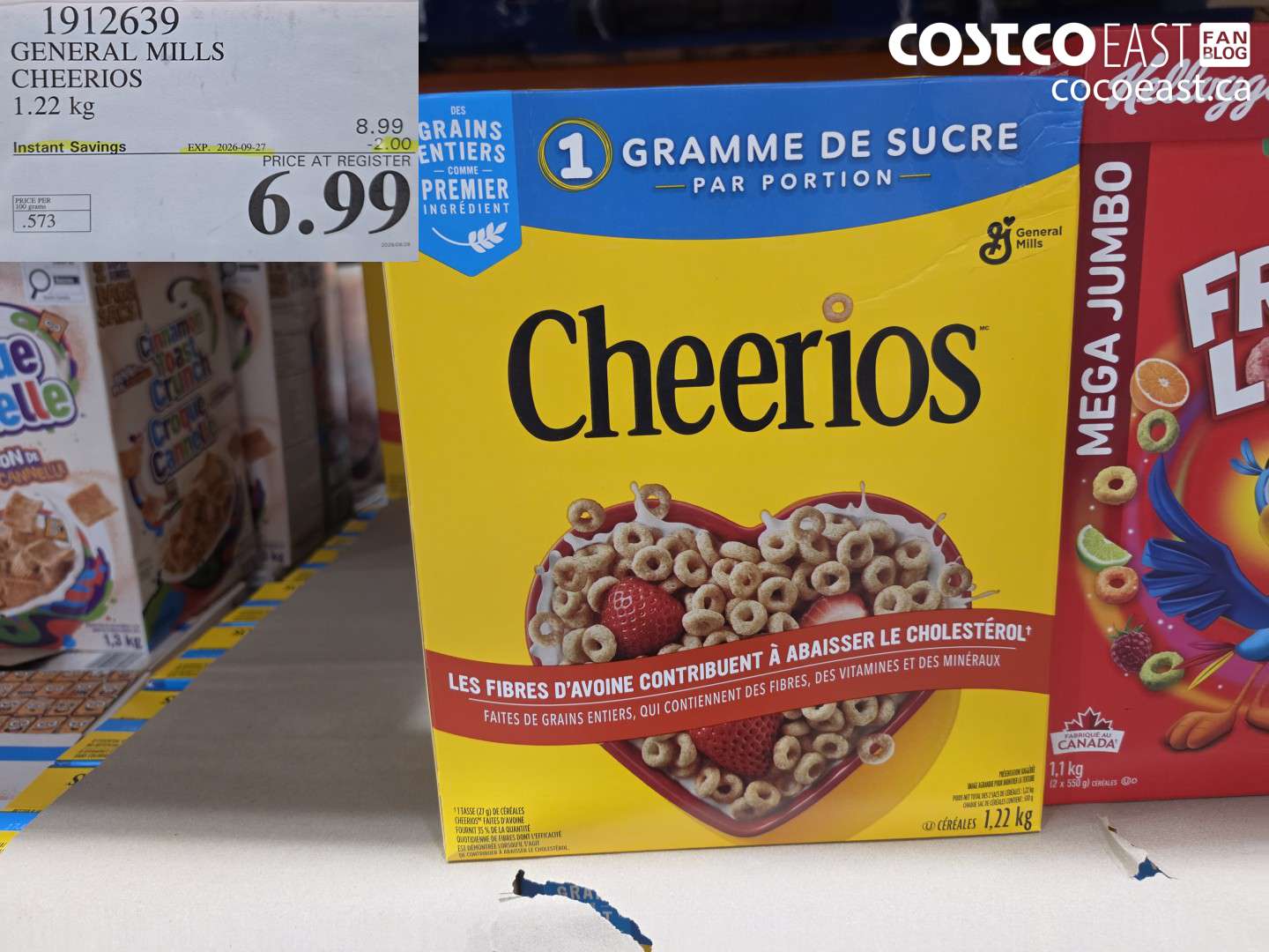 1912639 GENERAL MILLS CHEERIOS 1.22 KG ($2.00 INSTANT SAVINGS EXPIRES ON 2026-09-27) $6.99