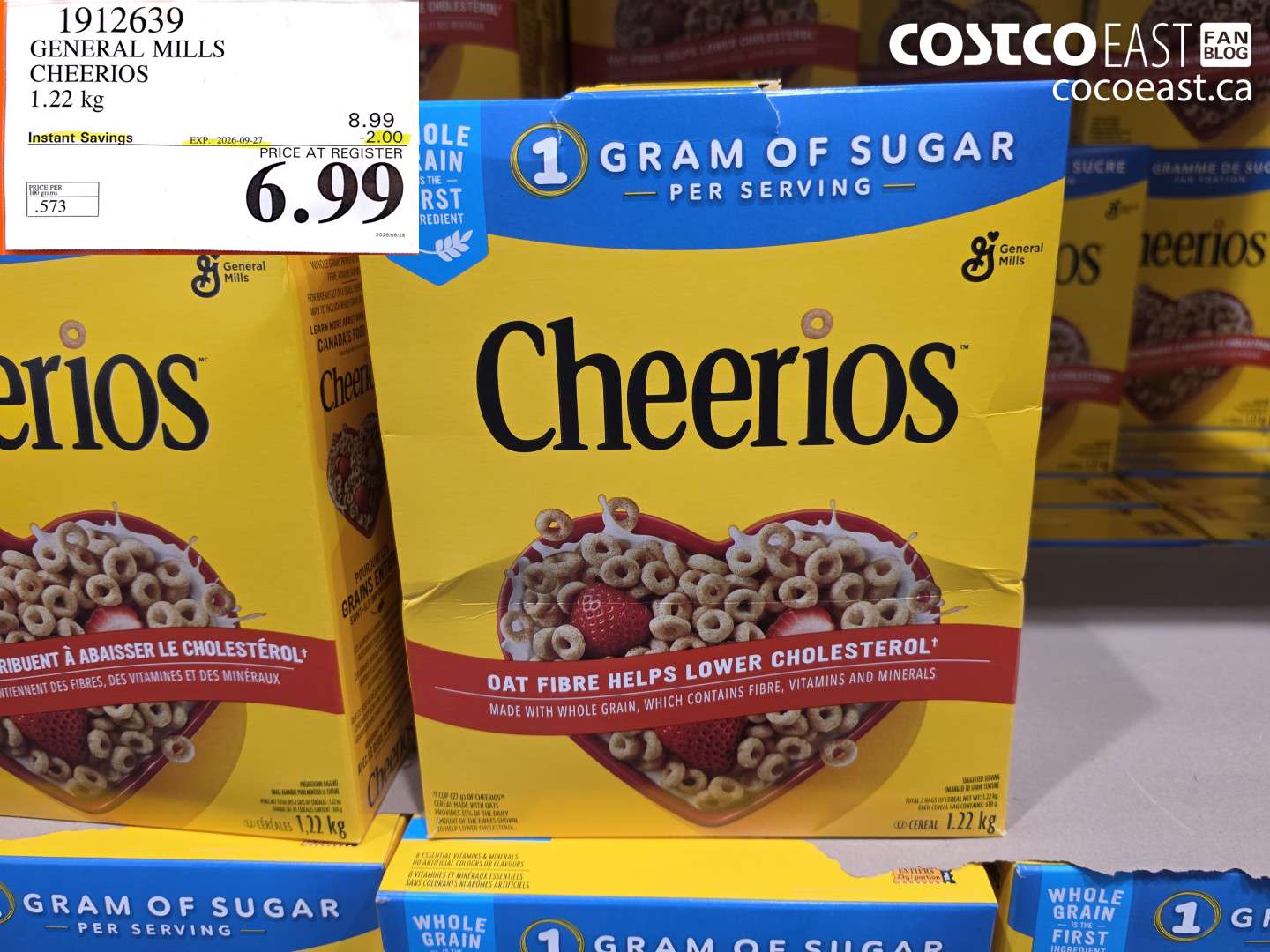 1912639 GENERAL MILLS CHEERIOS 1.22 KG ($2.00 INSTANT SAVINGS EXPIRES ON 2026-09-27) $6.99